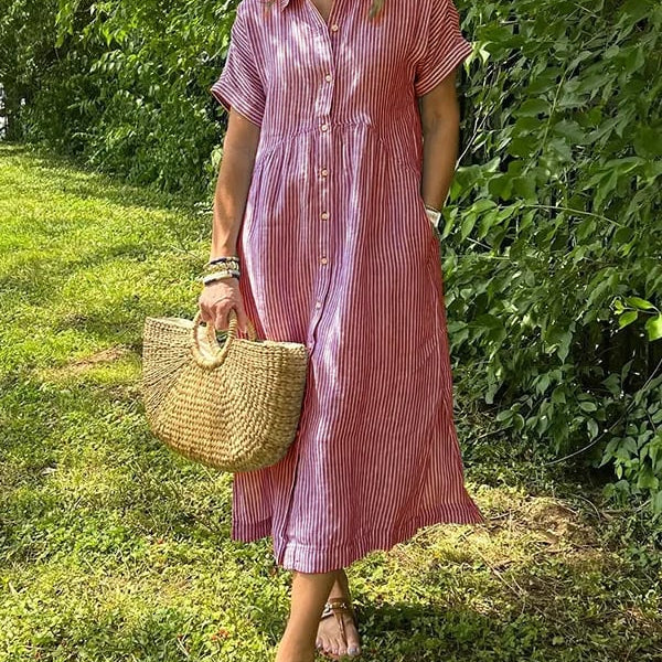 Malina | Vestido camisa a rayas con bolsillos funcionales