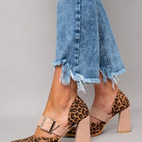 Selveta | Sandalias de leopardo de ante con tacones estables