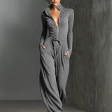 Mono Elegante de Mujer de Punto con Cremallera Delantera
