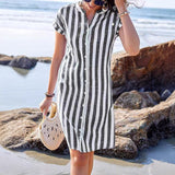 Celestyna | Vestido Camisero a Rayas Estilo Lino
