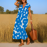 Laura | Vestido maxi con estampado artístico