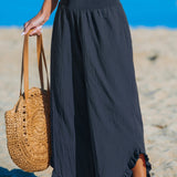 Pantalón ancho con volantes