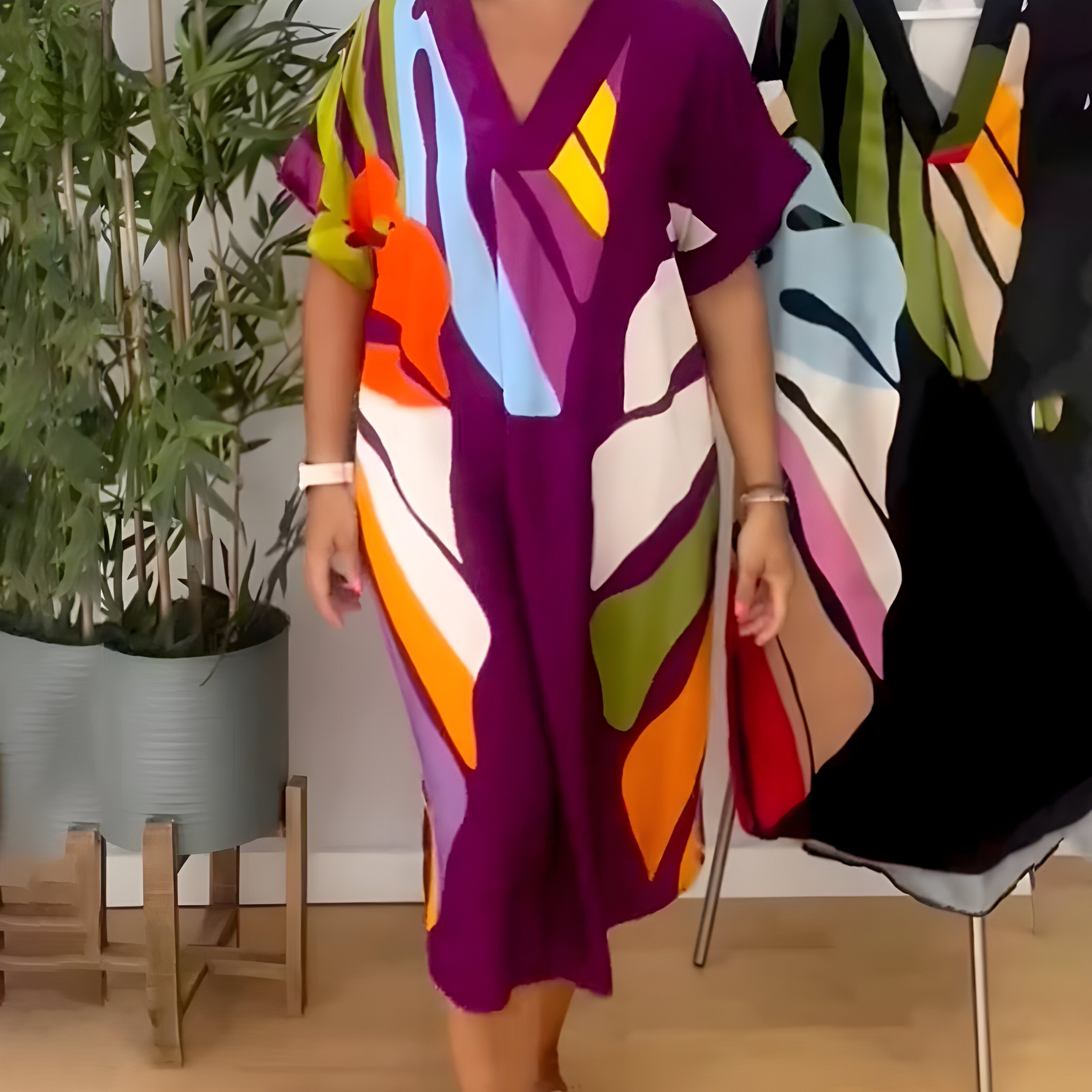 Weronika | Vestido casual con estampado colorido de hojas
