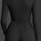 Mono Elegante de Mujer de Punto con Cremallera Delantera