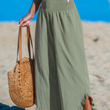 Pantalón ancho con volantes