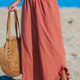 Pantalón ancho con volantes