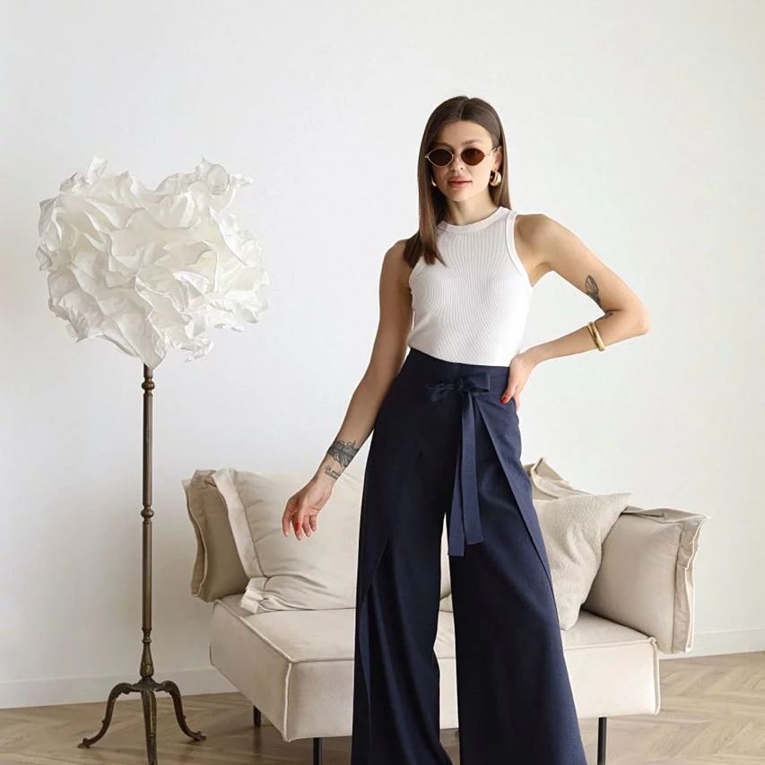 Pantalón ancho de lino