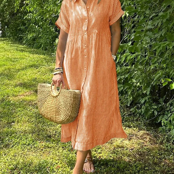 Malina | Vestido camisa a rayas con bolsillos funcionales