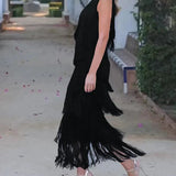 Laura | Vestido largo con flecos