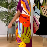 Weronika | Vestido casual con estampado colorido de hojas