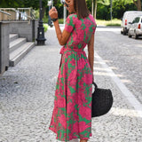 Barbara | Vestido midi cruzado de estilo vibrante