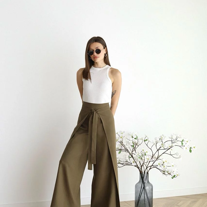 Pantalón ancho de lino