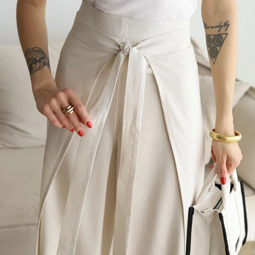 Pantalón ancho de lino