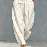 Conjunto de Camisa de Manga Larga y Pantalones Anchos de Algodón y Lino