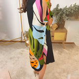 Weronika | Vestido casual con estampado colorido de hojas
