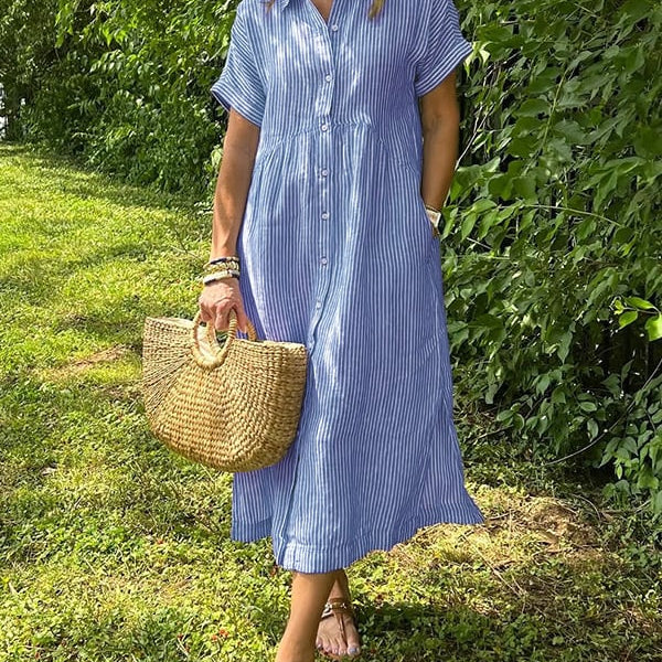 Malina | Vestido camisa a rayas con bolsillos funcionales