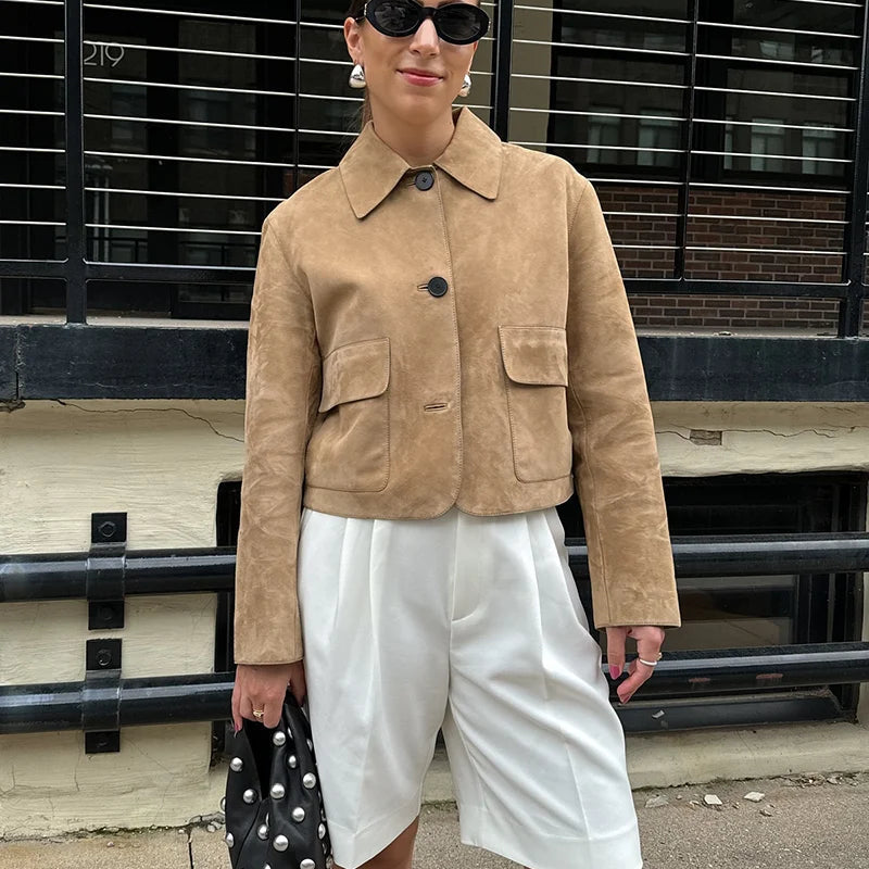 Chaqueta de piel de serraje