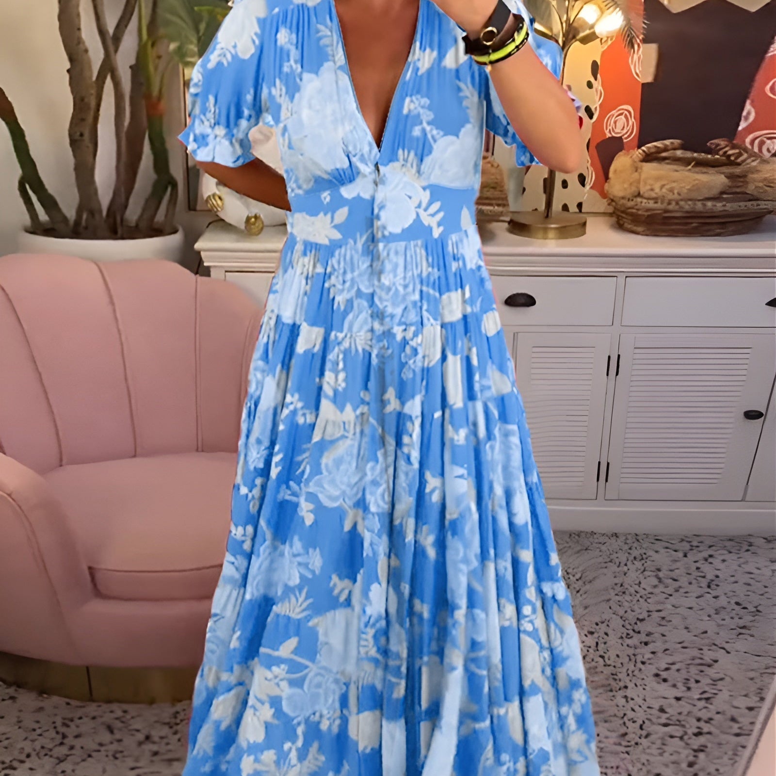 Nela | Vestido maxi ligero con flores para días soleados