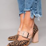 Selveta | Sandalias de leopardo de ante con tacones estables
