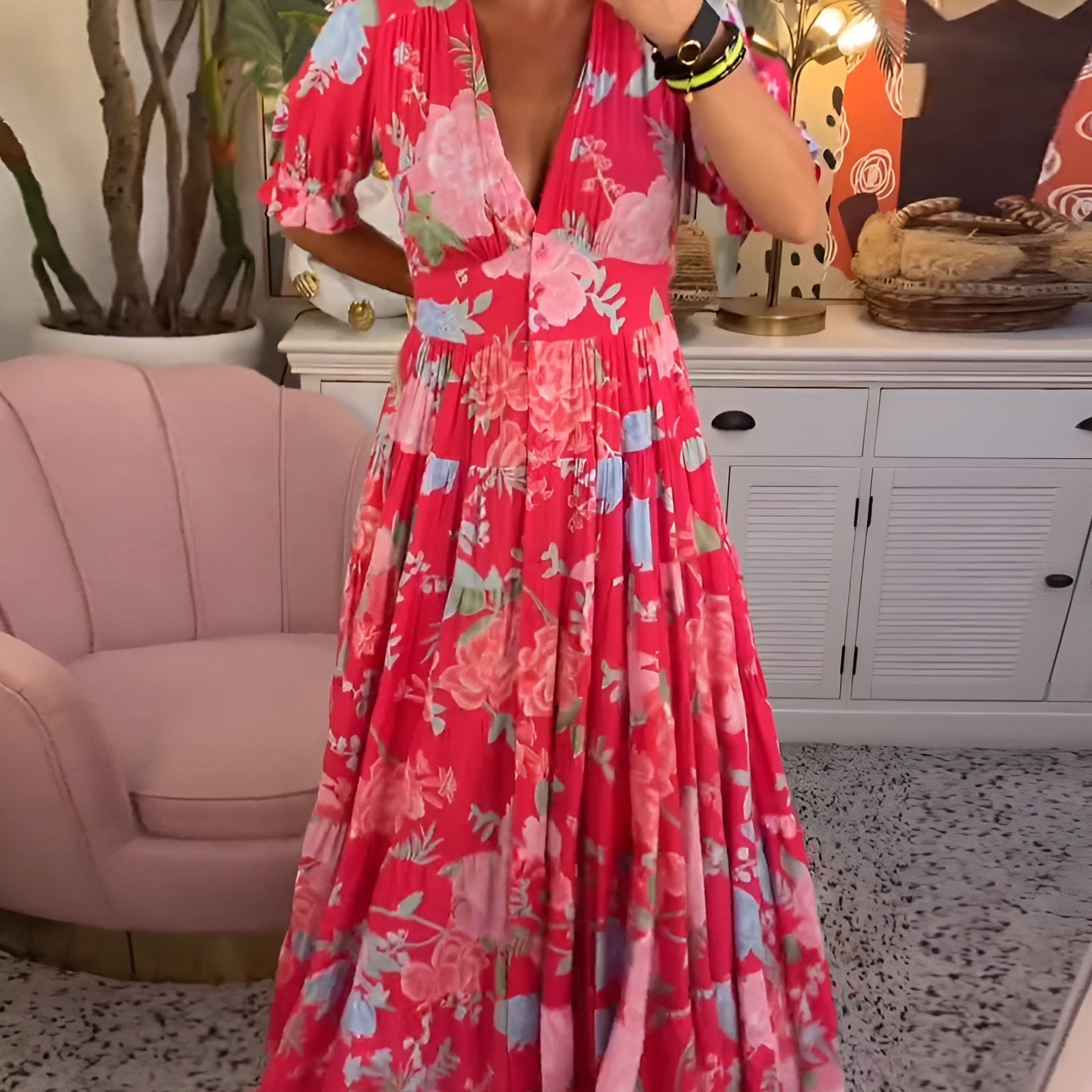 Nela | Vestido maxi ligero con flores para días soleados