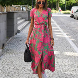 Barbara | Vestido midi cruzado de estilo vibrante