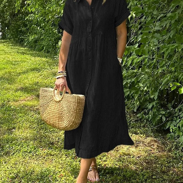 Malina | Vestido camisa a rayas con bolsillos funcionales
