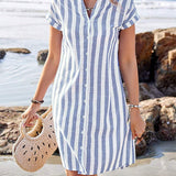 Celestyna | Vestido Camisero a Rayas Estilo Lino