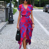 Barbara | Vestido midi cruzado de estilo vibrante