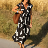 Laura | Vestido maxi con estampado artístico