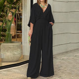 Daria | Mono elegante con escote en V y pantalones anchos