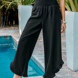 Pantalón ancho con volantes