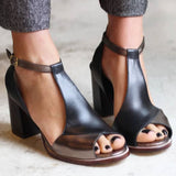 Nadaria | Sandalias de tacón peep-toe de patchwork negro