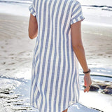 Celestyna | Vestido Camisero a Rayas Estilo Lino