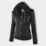 Chaqueta de cuero con capucha