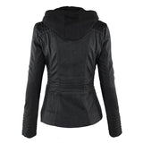 Chaqueta de cuero con capucha
