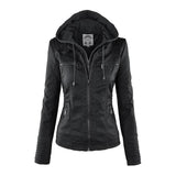 Chaqueta de cuero con capucha