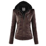 Chaqueta de cuero con capucha