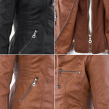 Chaqueta de cuero con capucha