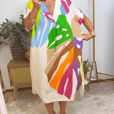 Weronika | Vestido casual con estampado colorido de hojas