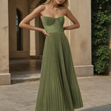Katarzyna | Vestido midi plisado con corsé