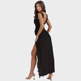 Amira | Vestido largo ciruela oscuro