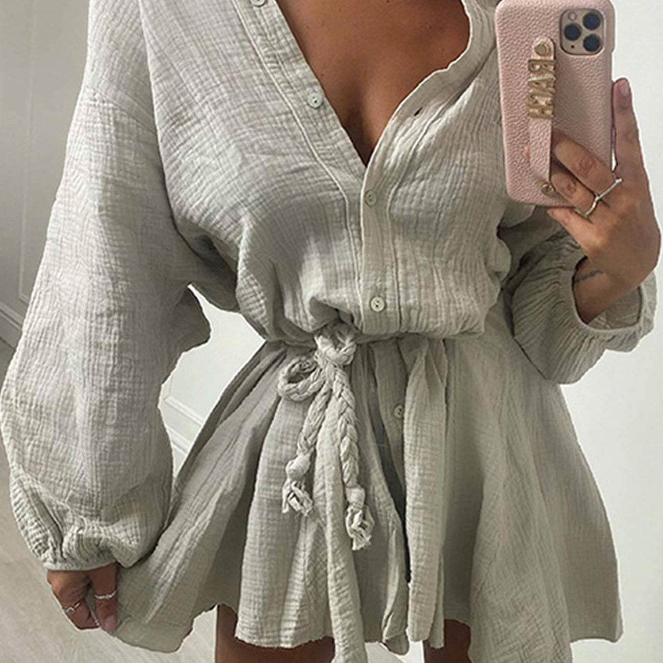 Lola - Vestido con volantes y cinturón de anudar