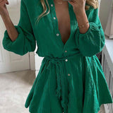 Lola - Vestido con volantes y cinturón de anudar