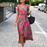 Barbara | Vestido midi cruzado de estilo vibrante