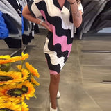 Karina | Vestido con estampado de olas y escote en V