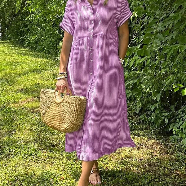 Malina | Vestido camisa a rayas con bolsillos funcionales