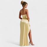 Ariel – Vestido Asimétrico Cetim Limón