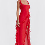 Dalia | Vestido largo con volantes