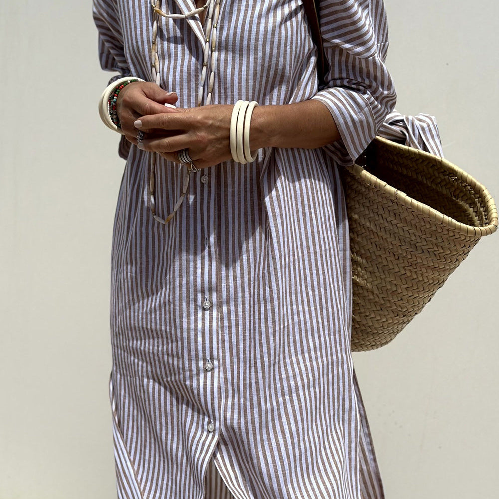 Kalina | Elegante vestido camisero a rayas