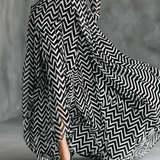 Vestido Maxi de Chiffon a Rayas Negro y Blanco